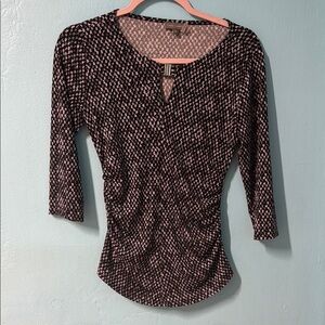 Vince Camuto Black and Gray Fitted Ruched Blouse#70